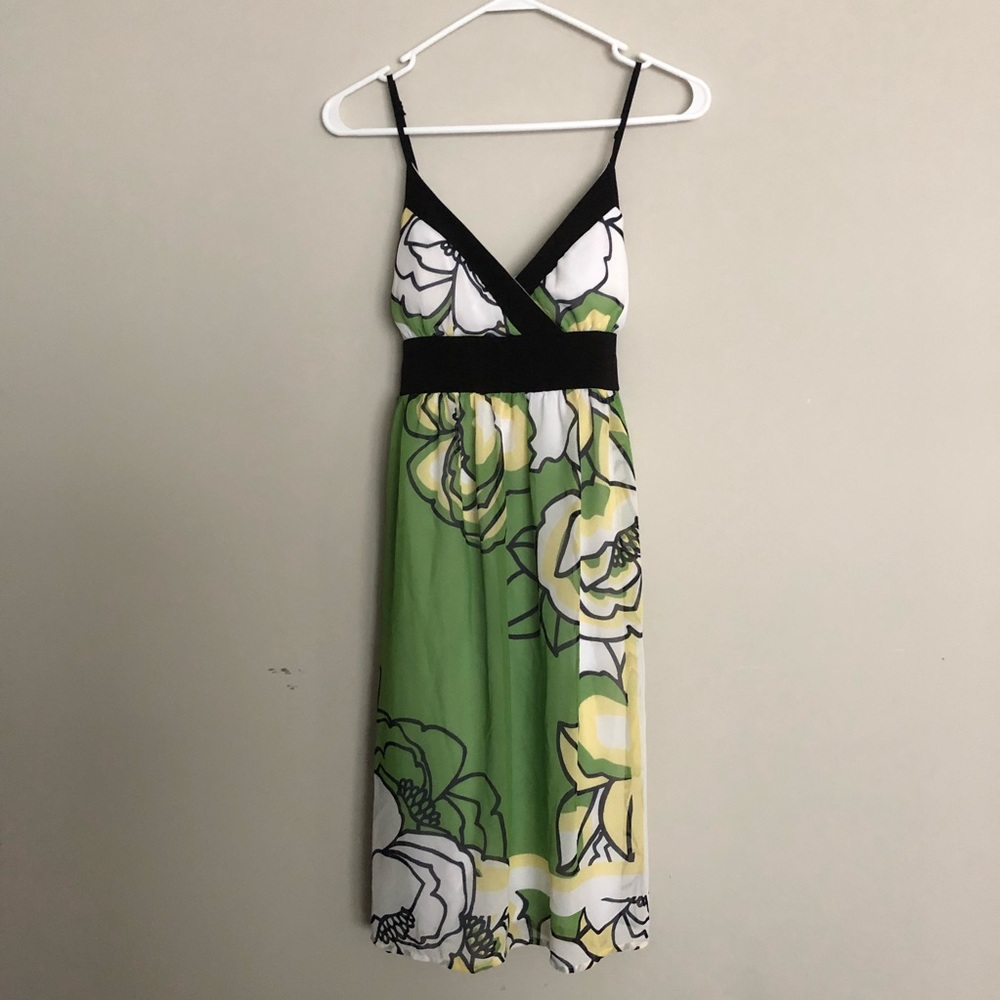 Green and Yellow Spaghetti Strap Dress Sz 6